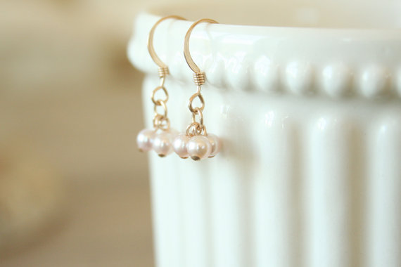 Pink Pearl Cluster Earrings